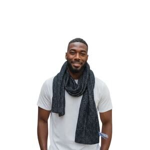 Old Navy Charcoal Knit Scarf Ribbed Long Winter Unisex 10" x 78"